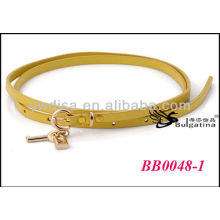 Yellow Genuine Leather Skinny Belts Wholesale With Size 0.7cmW*87.5cmL BB0048-1